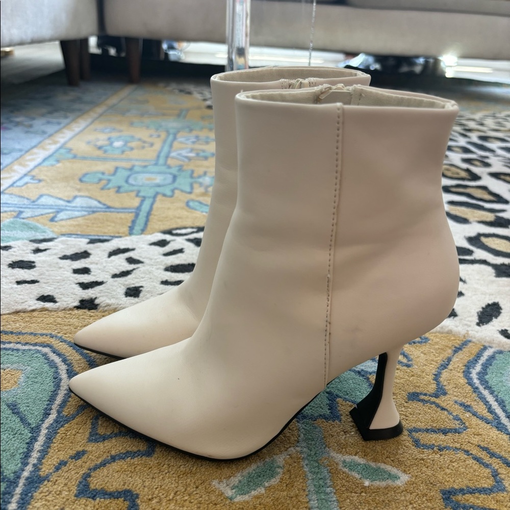Open edit white ankle boot